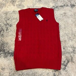 Ralph Lauren POLO boys sweater vest, color red, boys size L (14-16)